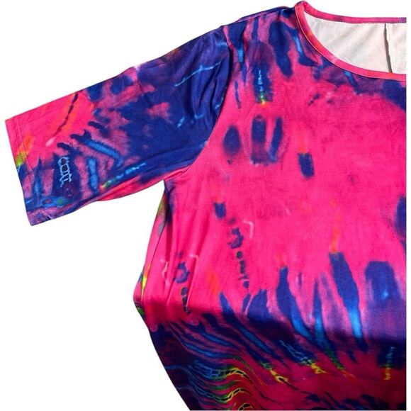 Vibrant Pink Tie-Dye Short Sleeve Dress - Picture 3 of 10